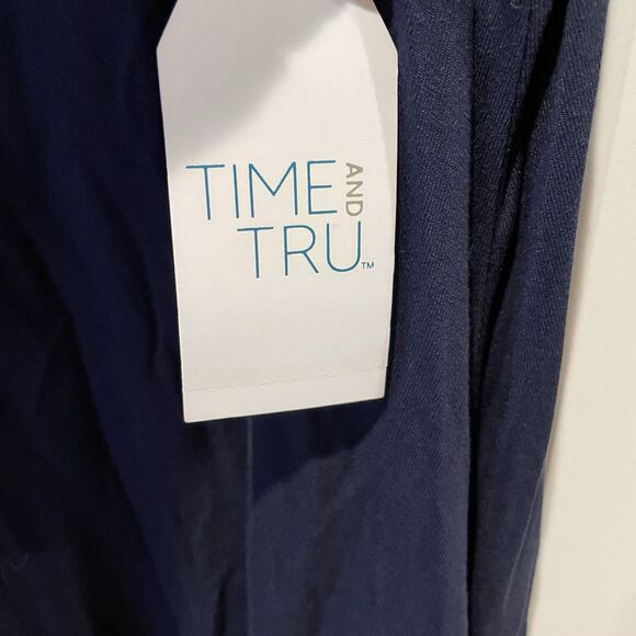 Time and Tru Sleeveless Midi Maxi Knit Dress Navy Blue Women’s XL 16/18 NWT - Picture 3 of 8